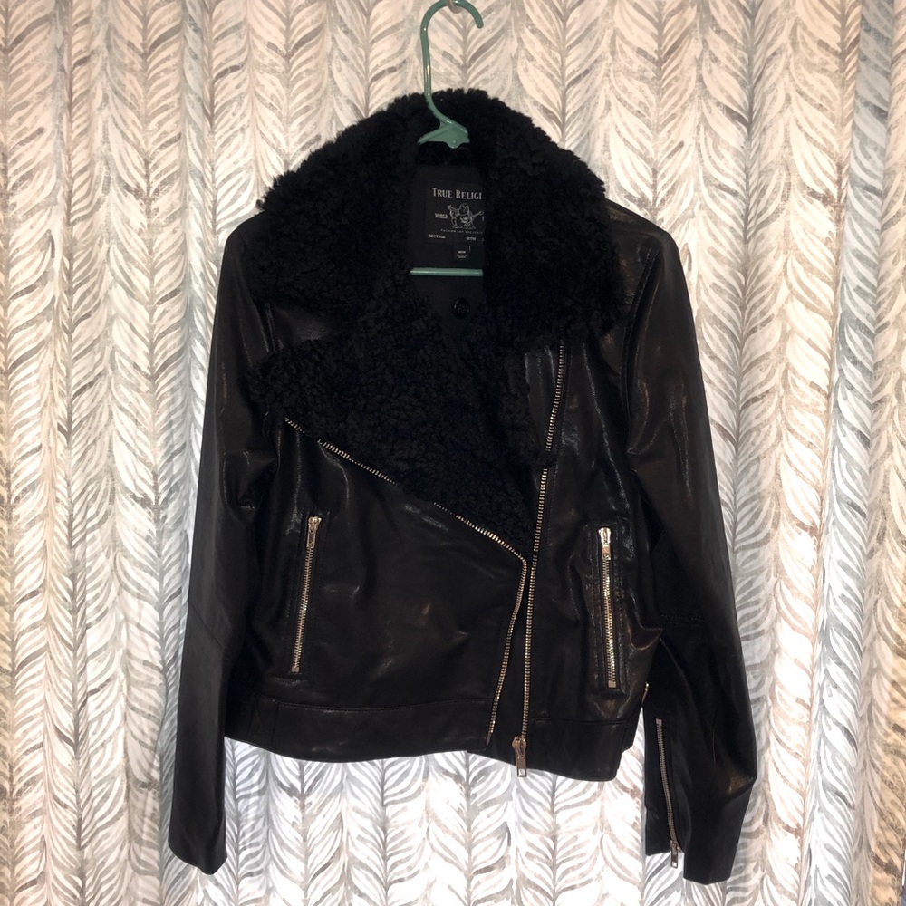 NWT True Religion Women’s Shearling Biker Jacket